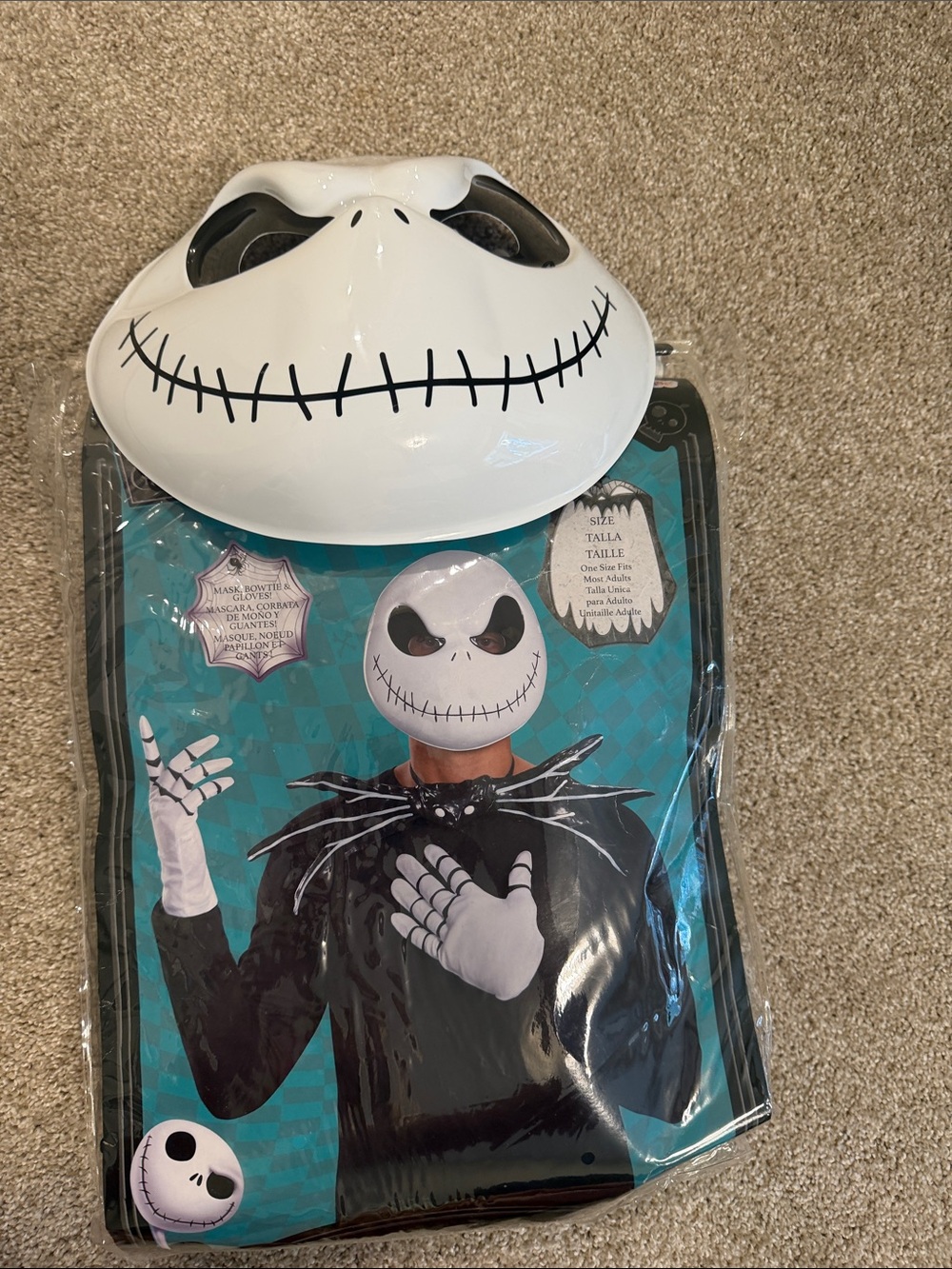 Jack Skellington adult large Costume Mask and Outfit - White